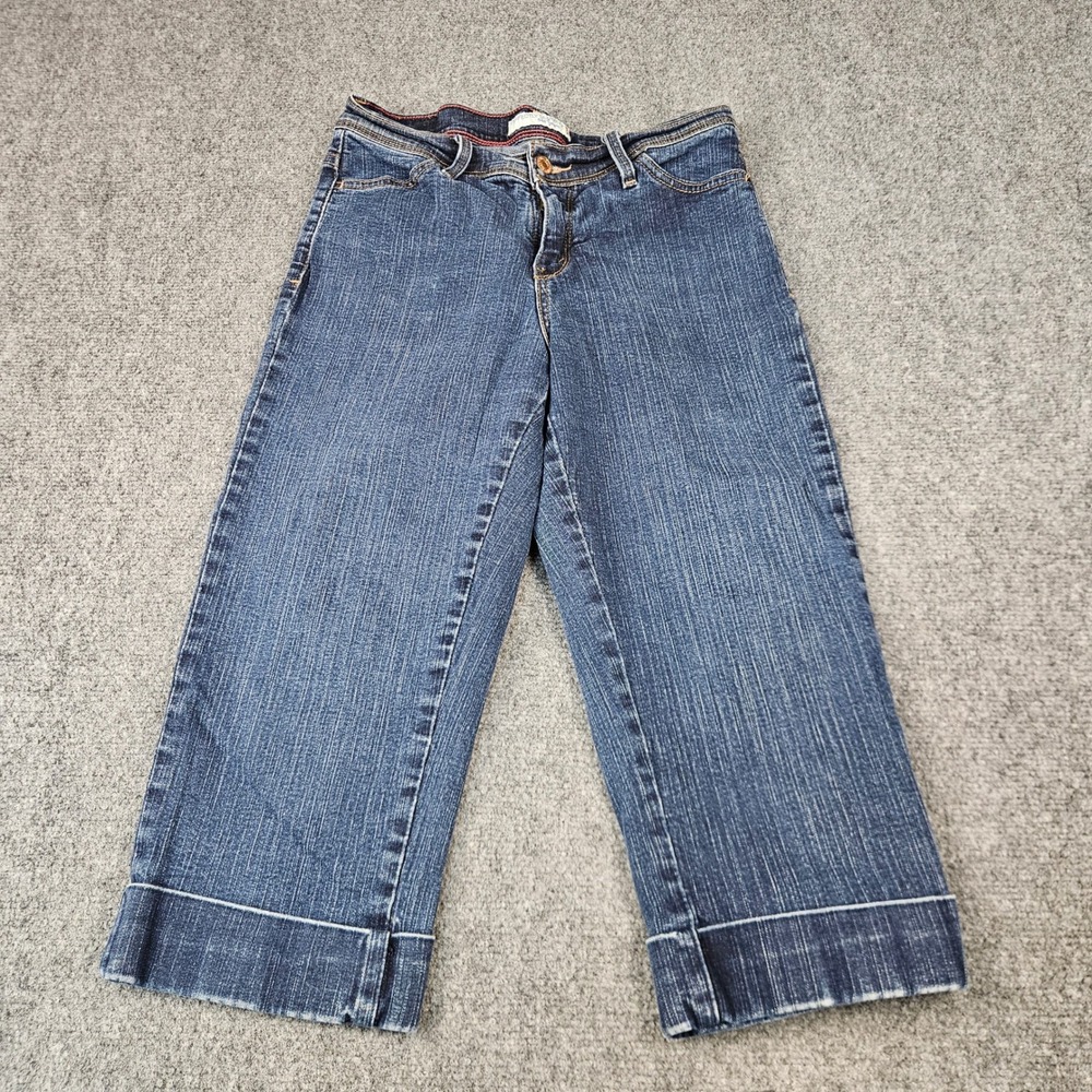 Levis 548 Perfectly Slimming Cropped Jeans Blue Dark Wash Cuffed Capris Size 4